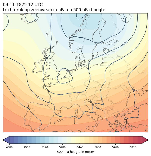 Weerkaart van 9 november 1825 om 12 UTC