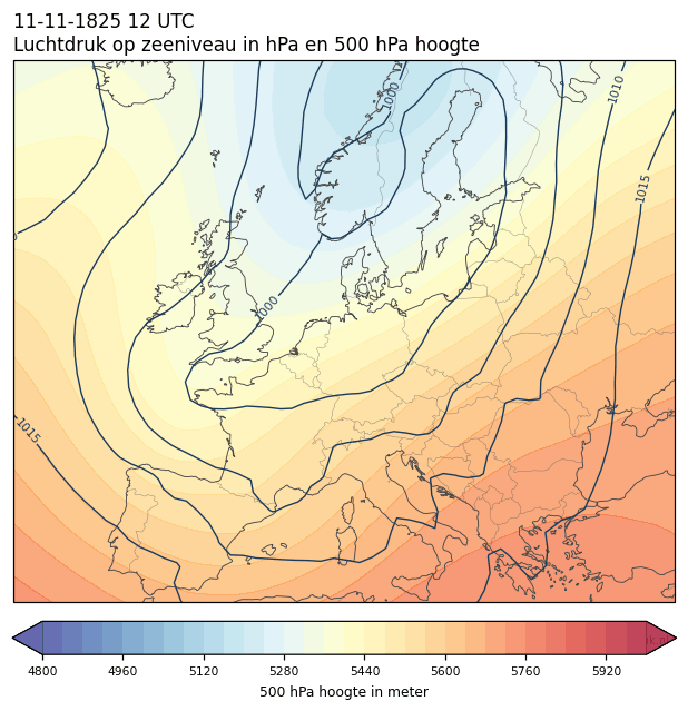 Weerkaart van 11 november 1825 om 12 UTC