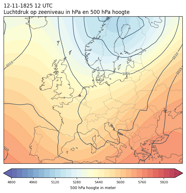 Weerkaart van 12 november 1825 om 12 UTC