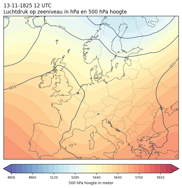 Weerkaart van 13 november 1825 om 12 UTC