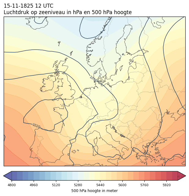 Weerkaart van 15 november 1825 om 12 UTC