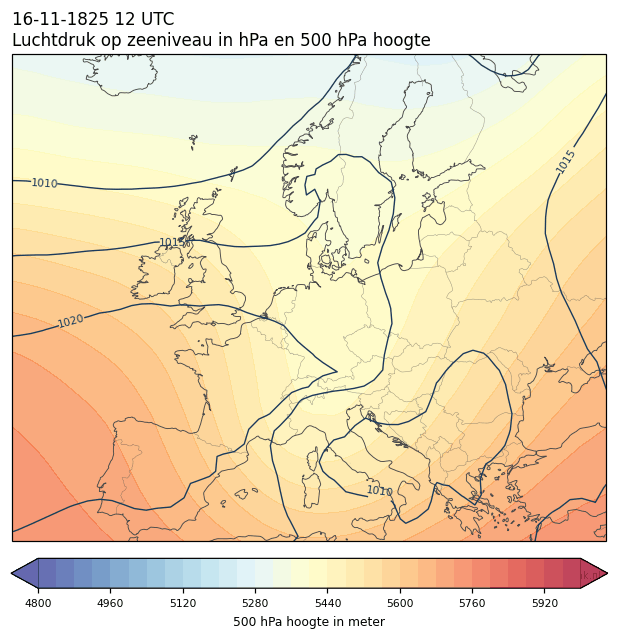 Weerkaart van 16 november 1825 om 12 UTC