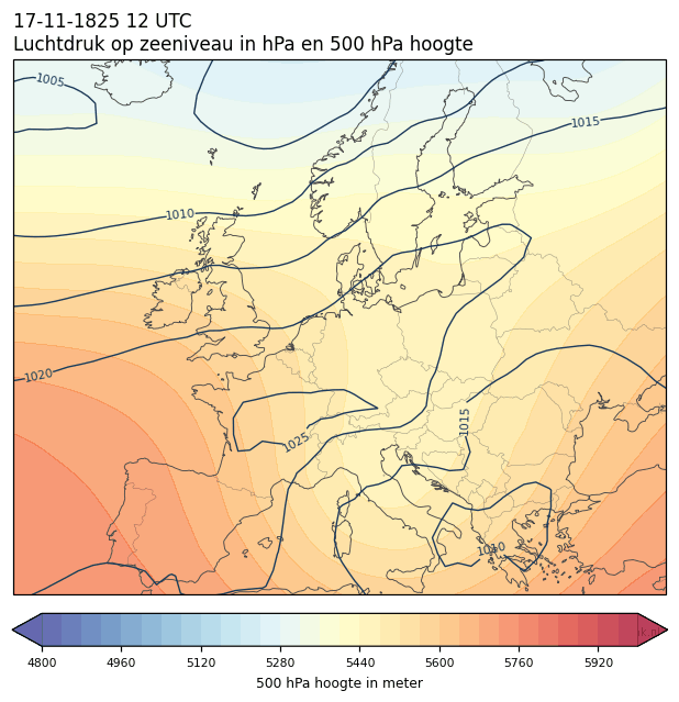 Weerkaart van 17 november 1825 om 12 UTC