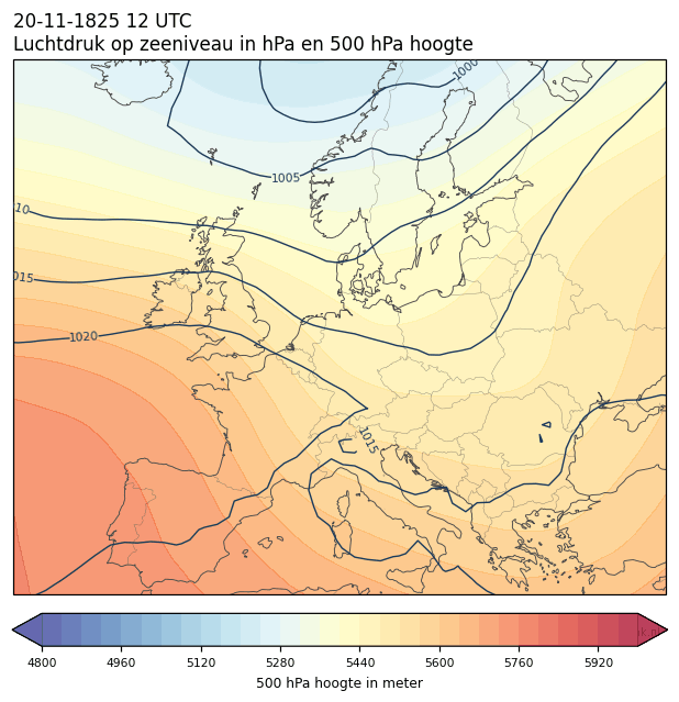 Weerkaart van 20 november 1825 om 12 UTC