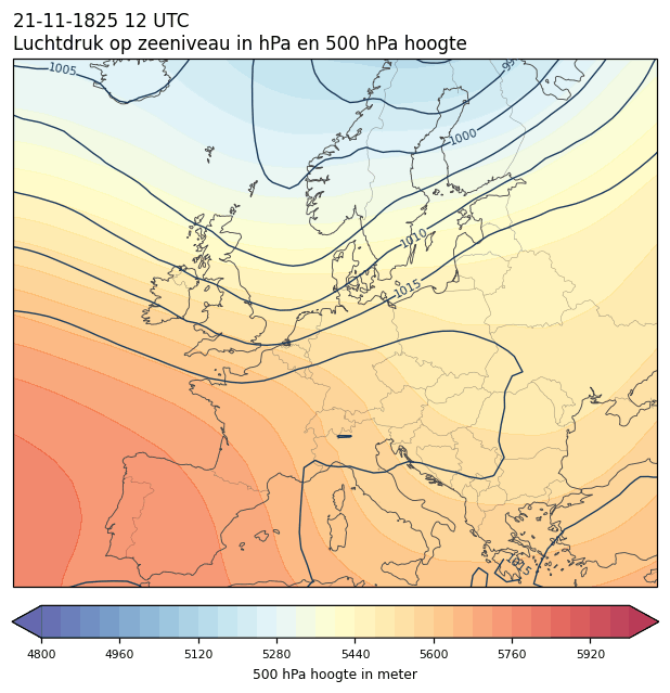 Weerkaart van 21 november 1825 om 12 UTC
