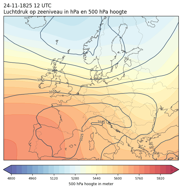 Weerkaart van 24 november 1825 om 12 UTC