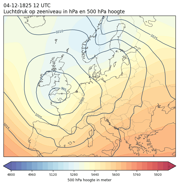 Weerkaart van 4 december 1825 om 12 UTC