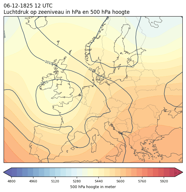 Weerkaart van 6 december 1825 om 12 UTC