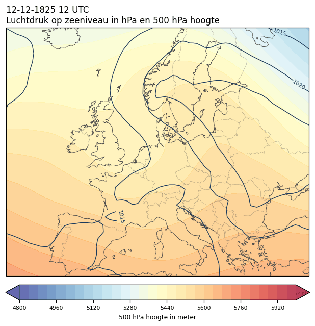 Weerkaart van 12 december 1825 om 12 UTC