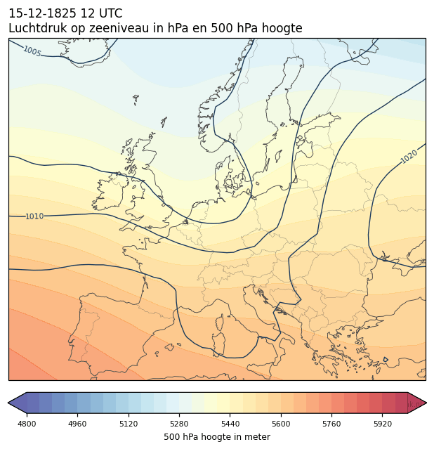 Weerkaart van 15 december 1825 om 12 UTC