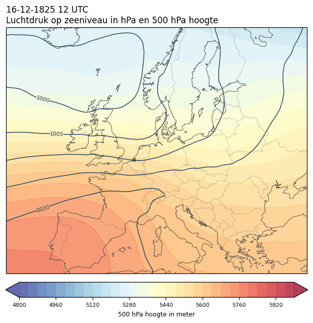 Weerkaart van 16 december 1825 om 12 UTC