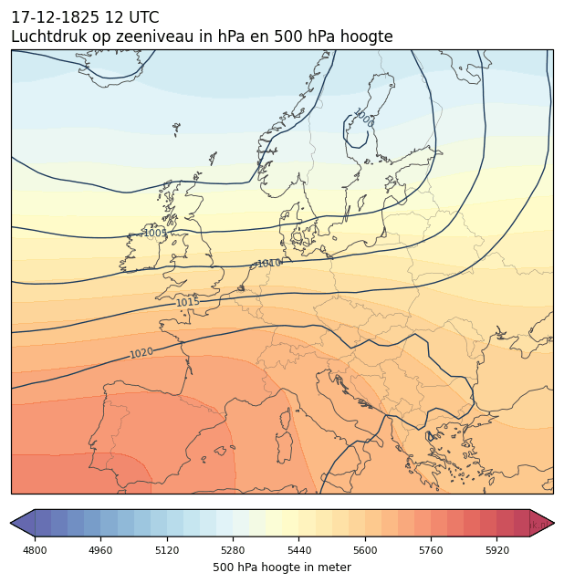 Weerkaart van 17 december 1825 om 12 UTC