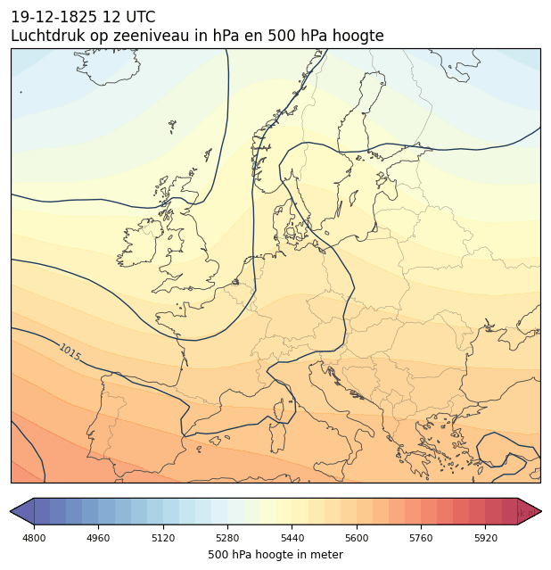 Weerkaart van 19 december 1825 om 12 UTC