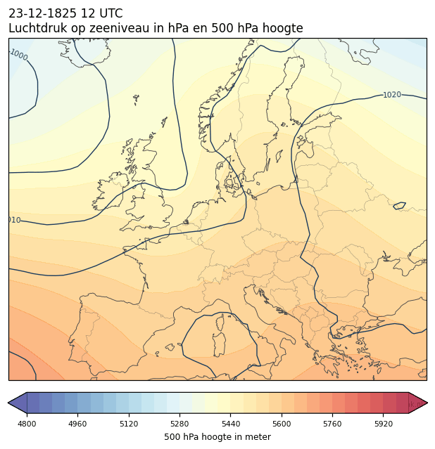 Weerkaart van 23 december 1825 om 12 UTC