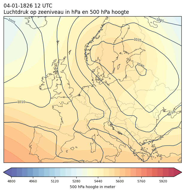 Weerkaart van 4 januari 1826 om 12 UTC
