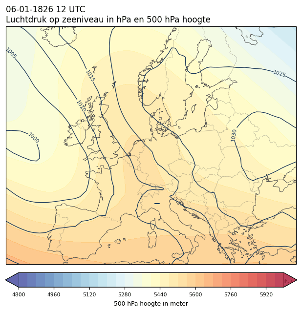 Weerkaart van 6 januari 1826 om 12 UTC