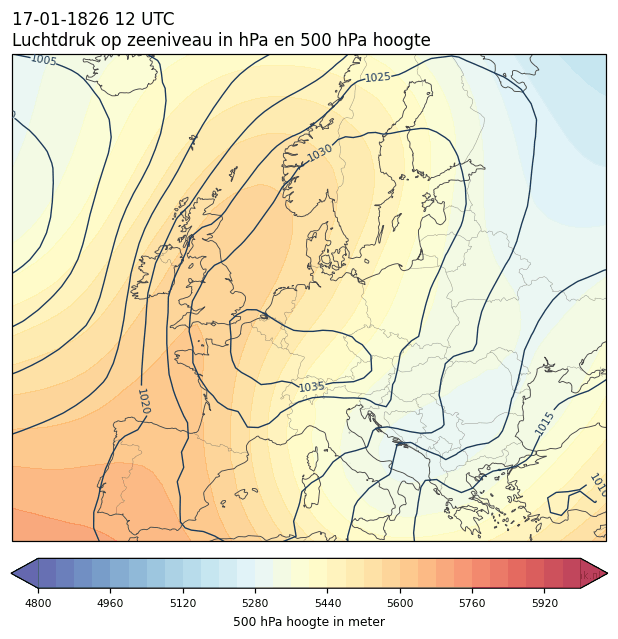 Weerkaart van 17 januari 1826 om 12 UTC