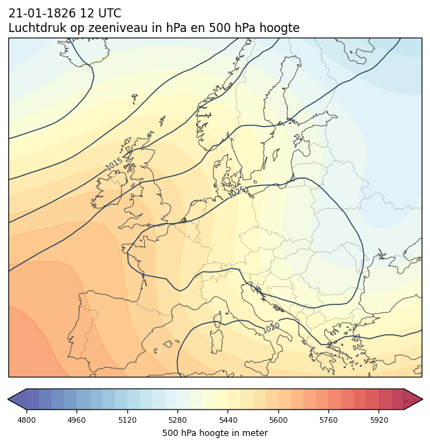 Weerkaart van 21 januari 1826 om 12 UTC