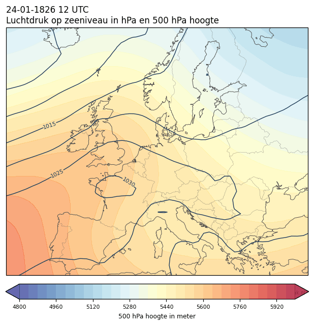 Weerkaart van 24 januari 1826 om 12 UTC