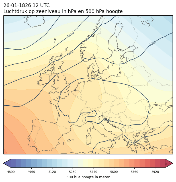 Weerkaart van 26 januari 1826 om 12 UTC
