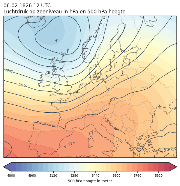 Weerkaart van 6 februari 1826 om 12 UTC