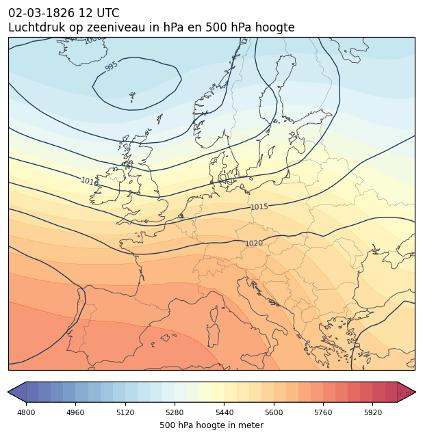Weerkaart van 2 maart 1826 om 12 UTC