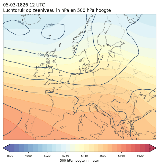 Weerkaart van 5 maart 1826 om 12 UTC