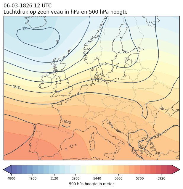 Weerkaart van 6 maart 1826 om 12 UTC