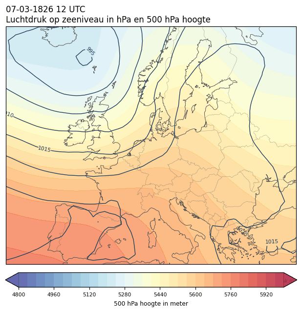 Weerkaart van 7 maart 1826 om 12 UTC