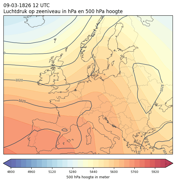 Weerkaart van 9 maart 1826 om 12 UTC