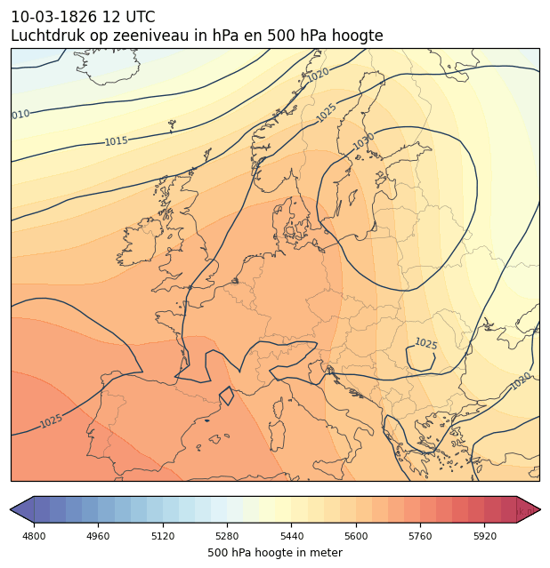 Weerkaart van 10 maart 1826 om 12 UTC