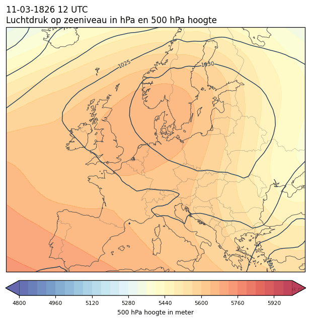 Weerkaart van 11 maart 1826 om 12 UTC