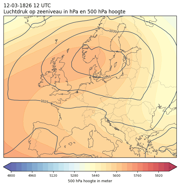 Weerkaart van 12 maart 1826 om 12 UTC
