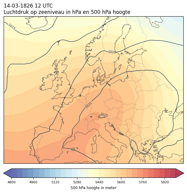 Weerkaart van 14 maart 1826 om 12 UTC