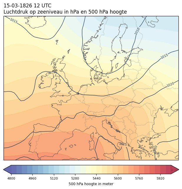 Weerkaart van 15 maart 1826 om 12 UTC