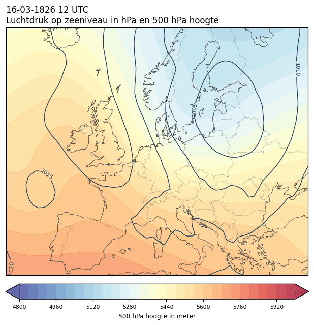 Weerkaart van 16 maart 1826 om 12 UTC