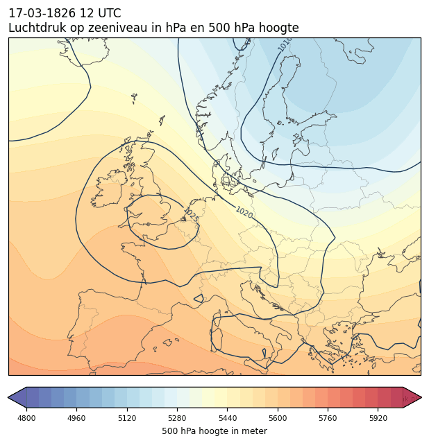 Weerkaart van 17 maart 1826 om 12 UTC