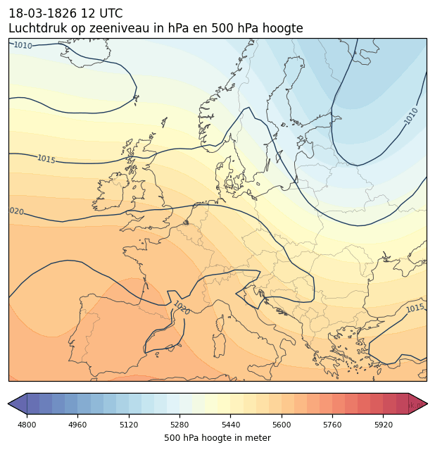 Weerkaart van 18 maart 1826 om 12 UTC