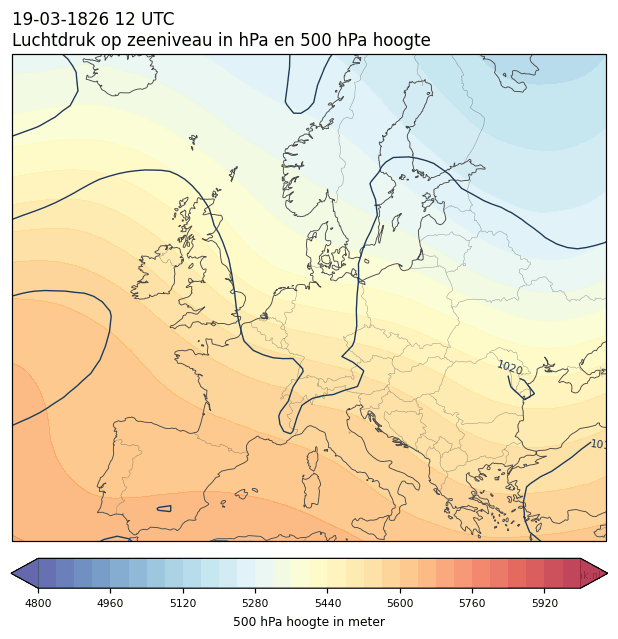 Weerkaart van 19 maart 1826 om 12 UTC