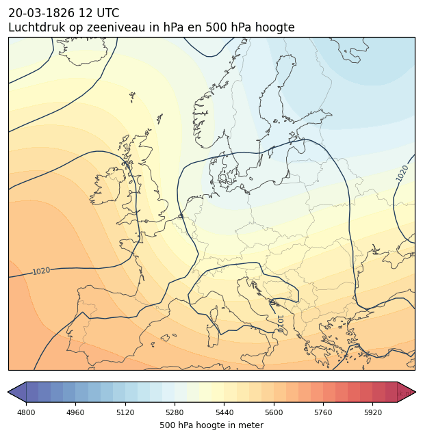 Weerkaart van 20 maart 1826 om 12 UTC