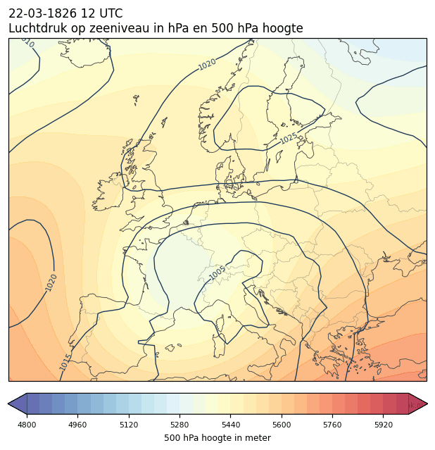 Weerkaart van 22 maart 1826 om 12 UTC