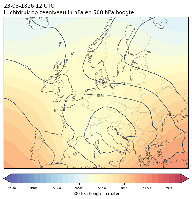 Weerkaart van 23 maart 1826 om 12 UTC