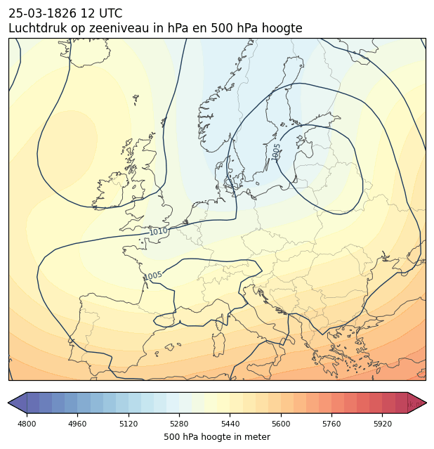 Weerkaart van 25 maart 1826 om 12 UTC