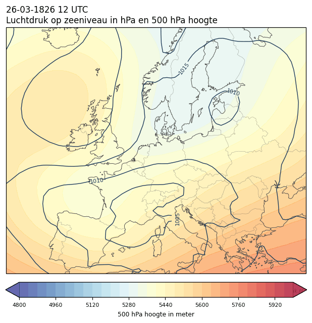 Weerkaart van 26 maart 1826 om 12 UTC