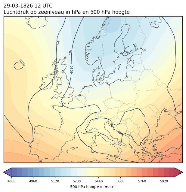 Weerkaart van 29 maart 1826 om 12 UTC
