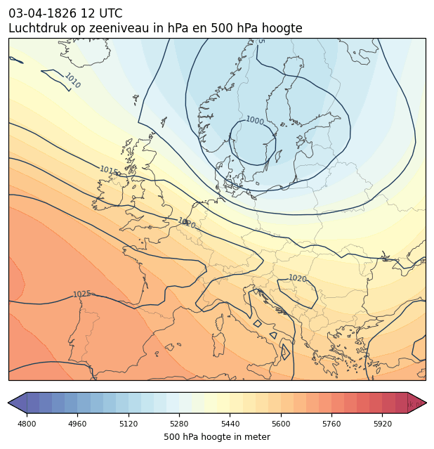 Weerkaart van 3 april 1826 om 12 UTC