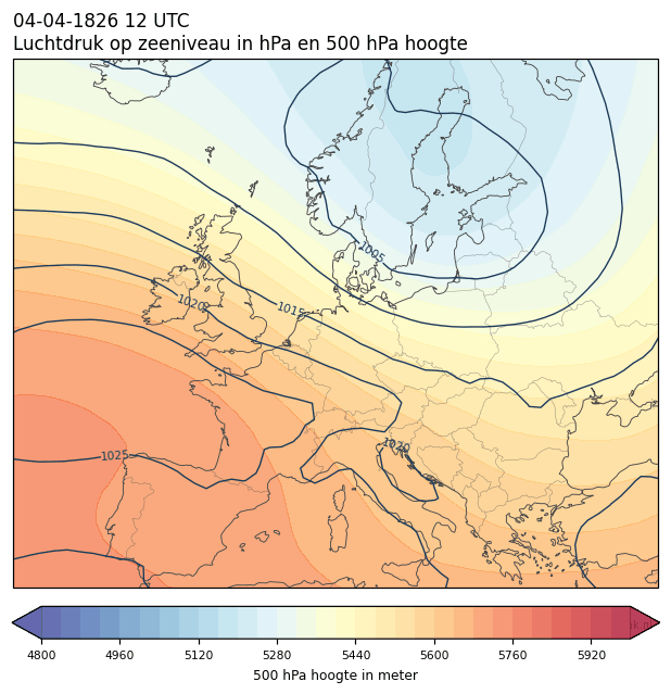 Weerkaart van 4 april 1826 om 12 UTC