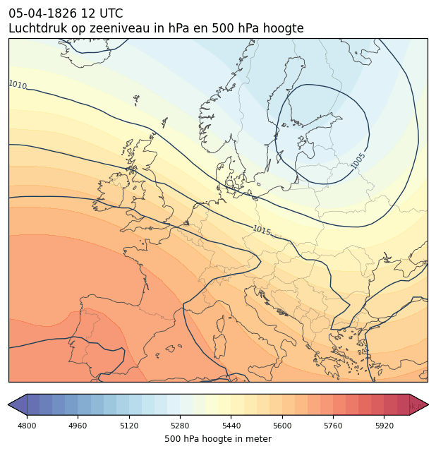 Weerkaart van 5 april 1826 om 12 UTC