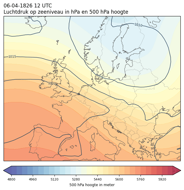Weerkaart van 6 april 1826 om 12 UTC