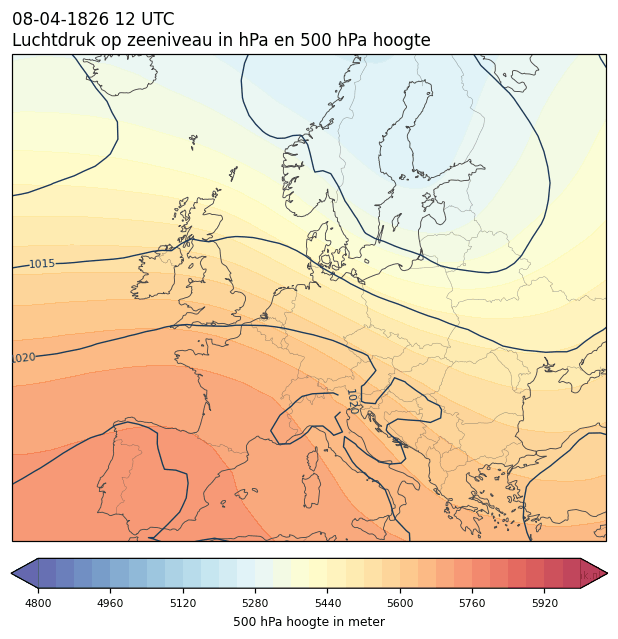 Weerkaart van 8 april 1826 om 12 UTC